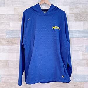 Back To The Future Logo Textured Hoodie Blue Lightweight Relaxed Fit Mens XL